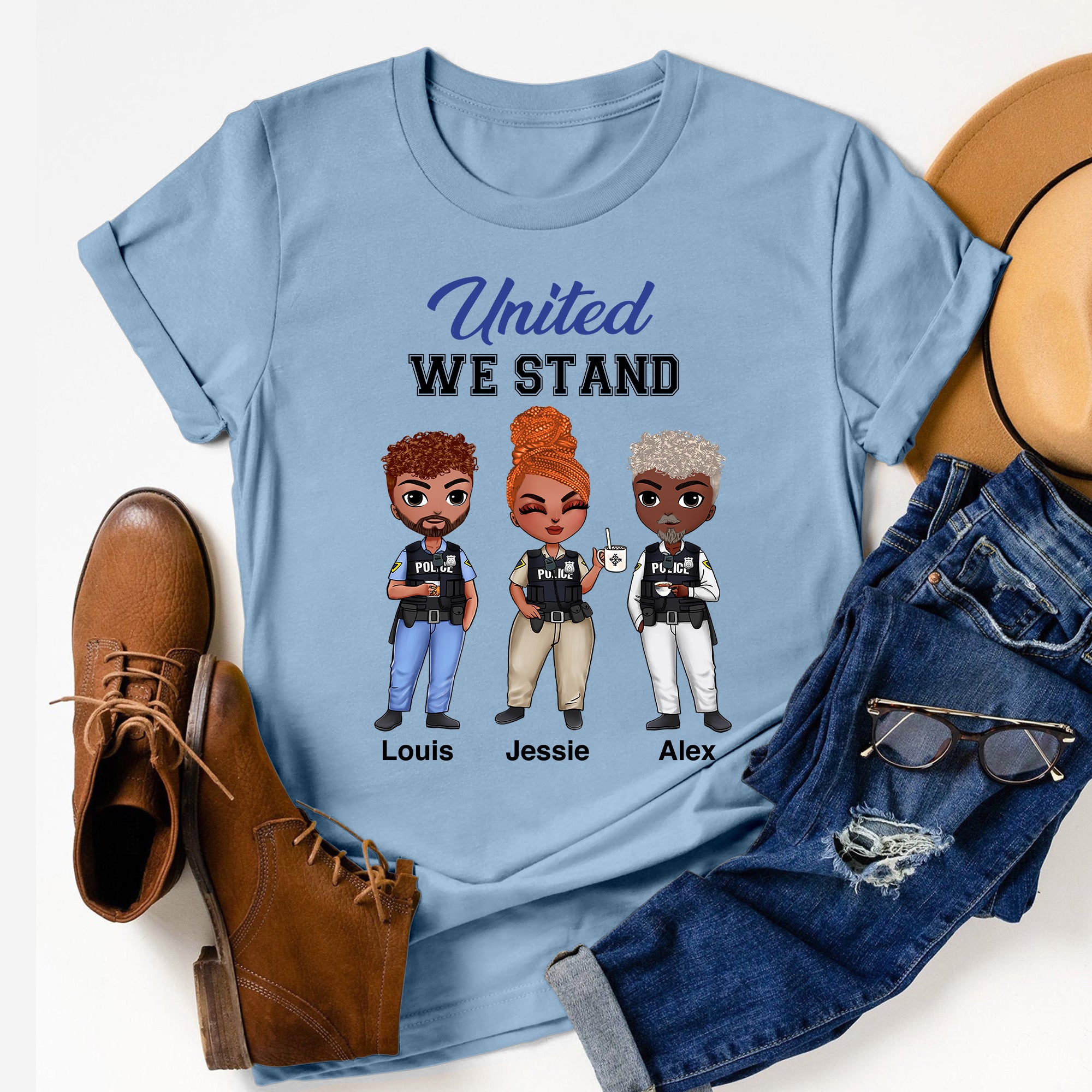 Personalized T-shirt - Gift For Police Colleagues - United We Stand