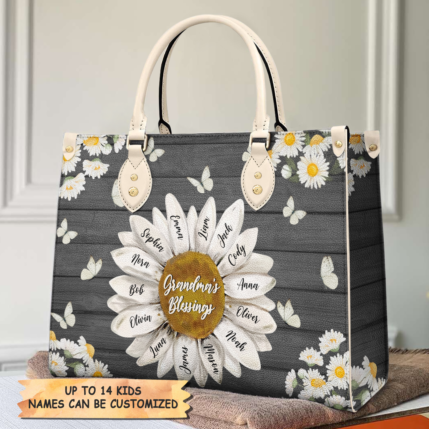 Personalized Leather Bag - Gift For Grandma - Grandma's Blessings