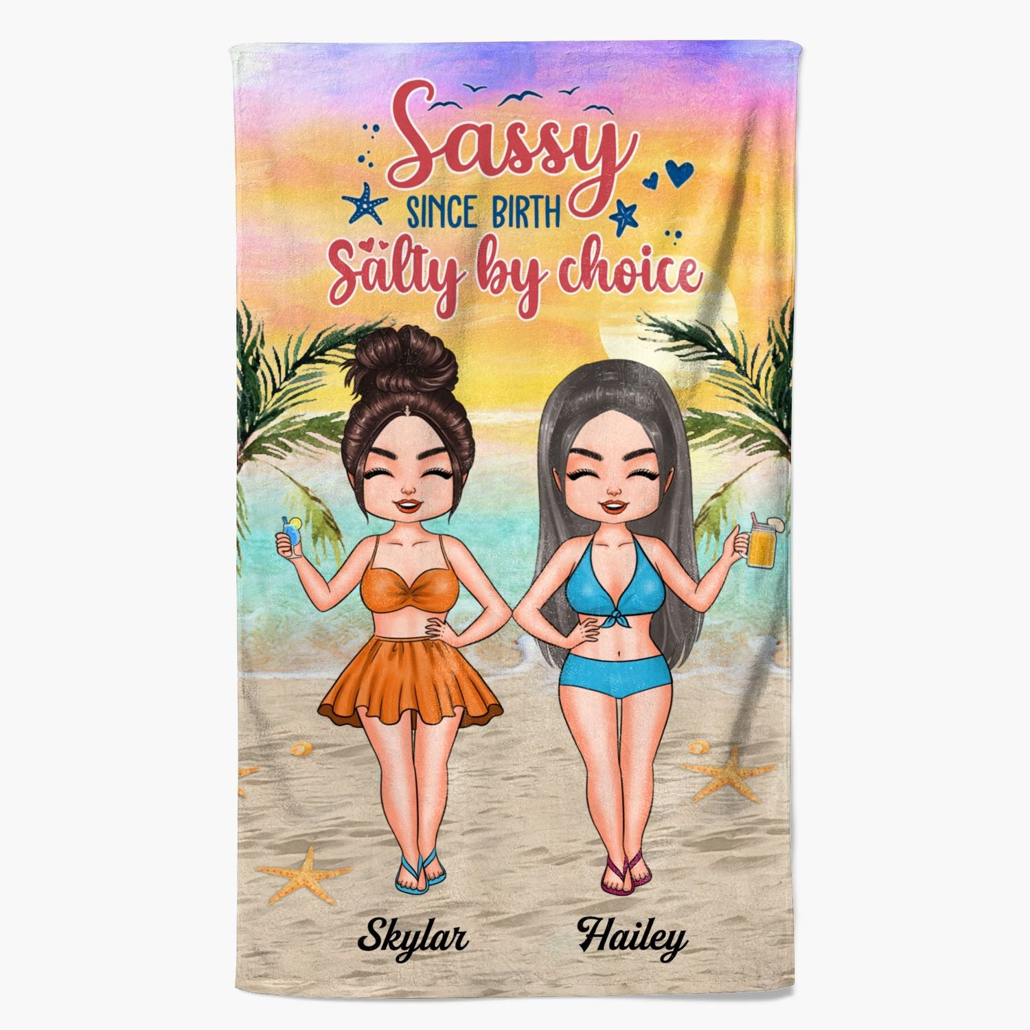 Personalized Beach Towel - Gift For Beach Lover - Sassy Since Birth Salty By Choice