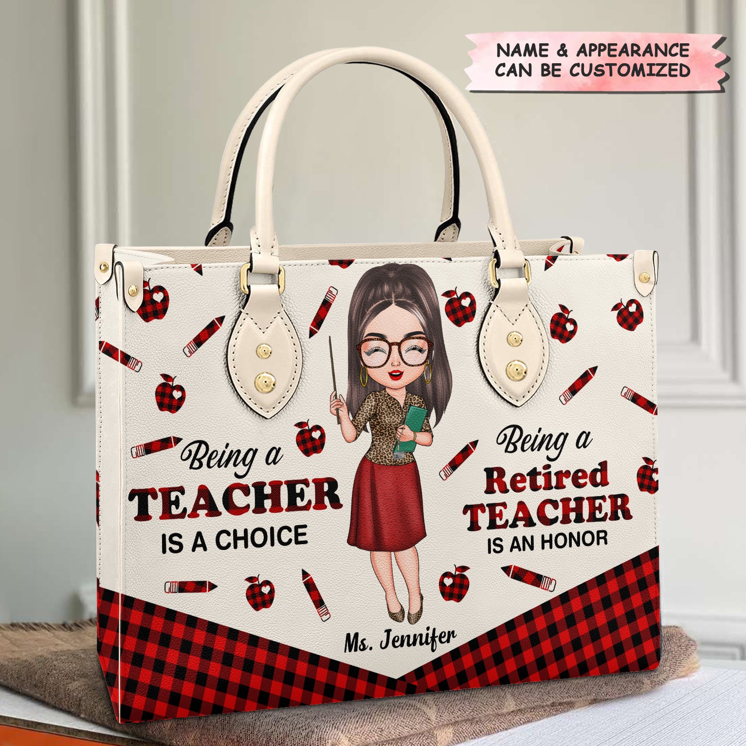 Personalized Leather Bag - Gift For Teacher - Being A Teacher Is A Choice Being A Retired Teacher Is An Honor