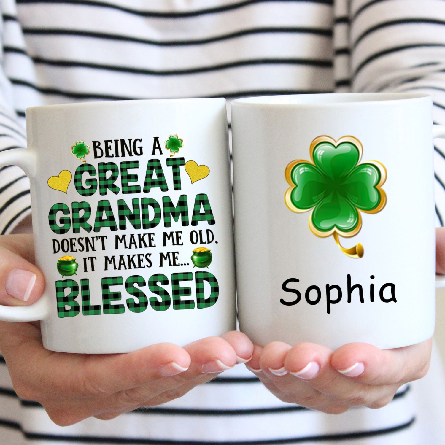 Personalized White Mug - Gift For Grandma - Being A Great Grandma Doesn't Make Me Old It Makes Me Blessed