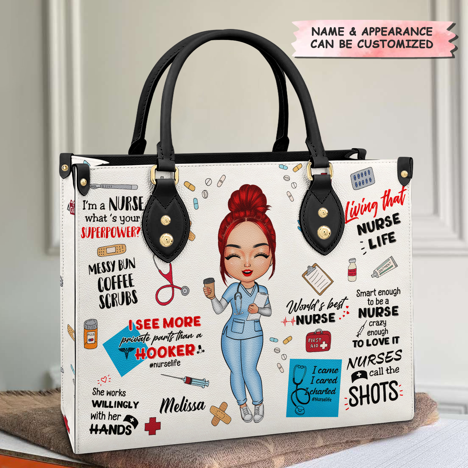 Personalized Leather Bag - Gift For Nurses - World's Best Nurse