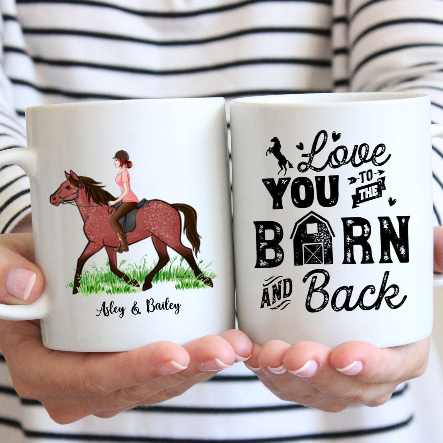 Personalized White Mug - Gift For Horse Lovers - To The Barn And Back