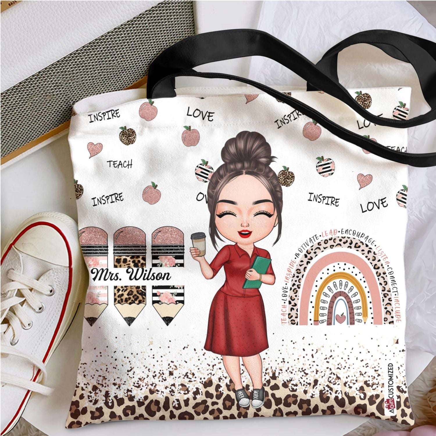 Personalized Tote Bag - Gift For Teachers - Teach Love Inspire Motivate