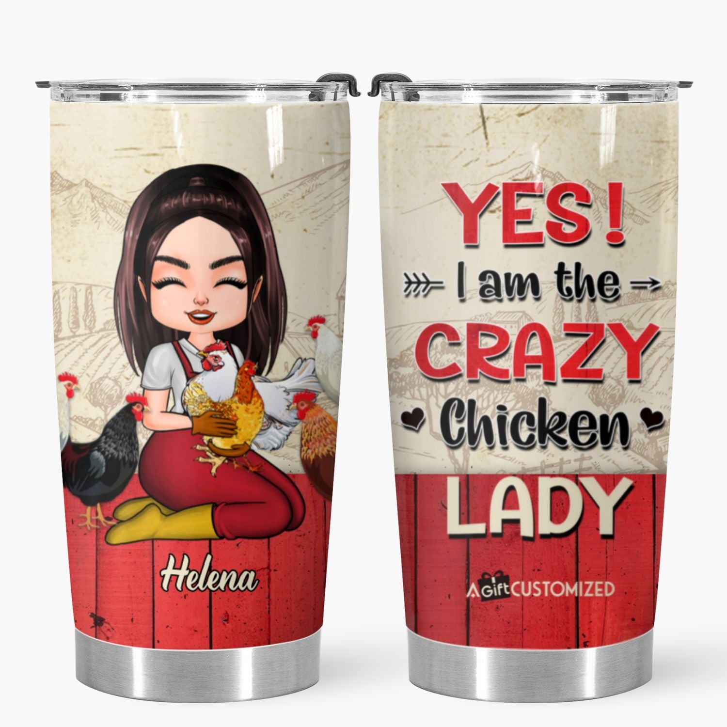 Personalized Tumbler - Gift For Chicken Lover - Yes! I Am The Crazy Chicken Lady