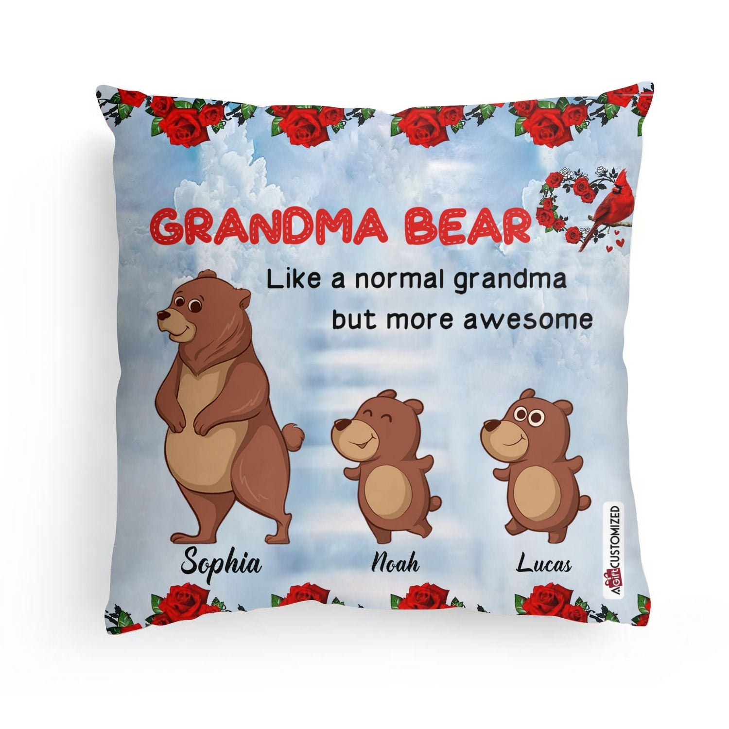 Personalized Pillow Case - Gift For Grandma - Grandma Bear