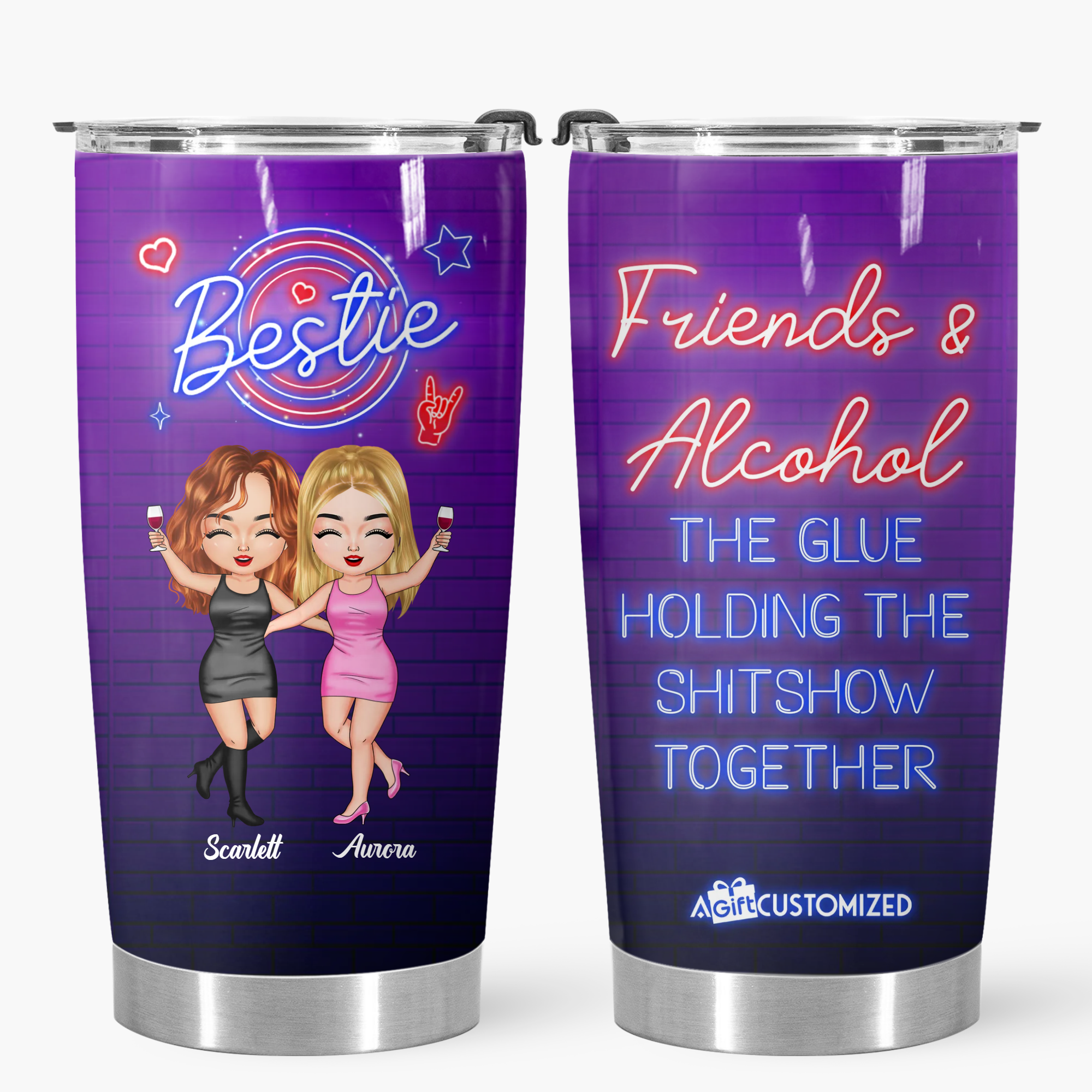 Personalized Tumbler - Gift For Bestie - Here's To Another Year Of Bonding Over Alcohol Best Friends