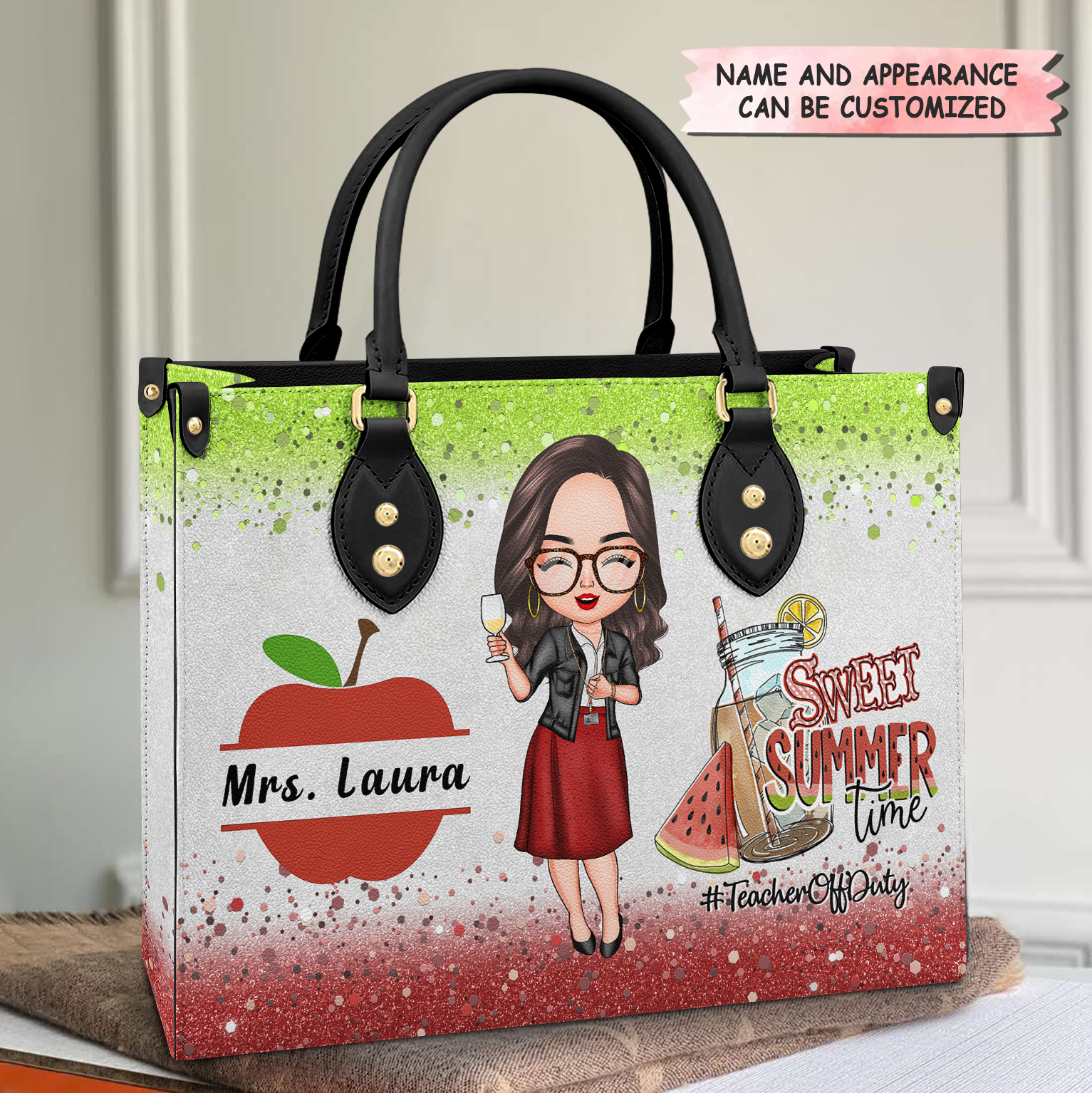 Personalized Leather Bag - Gift For Teachers - Sweet Summer Time