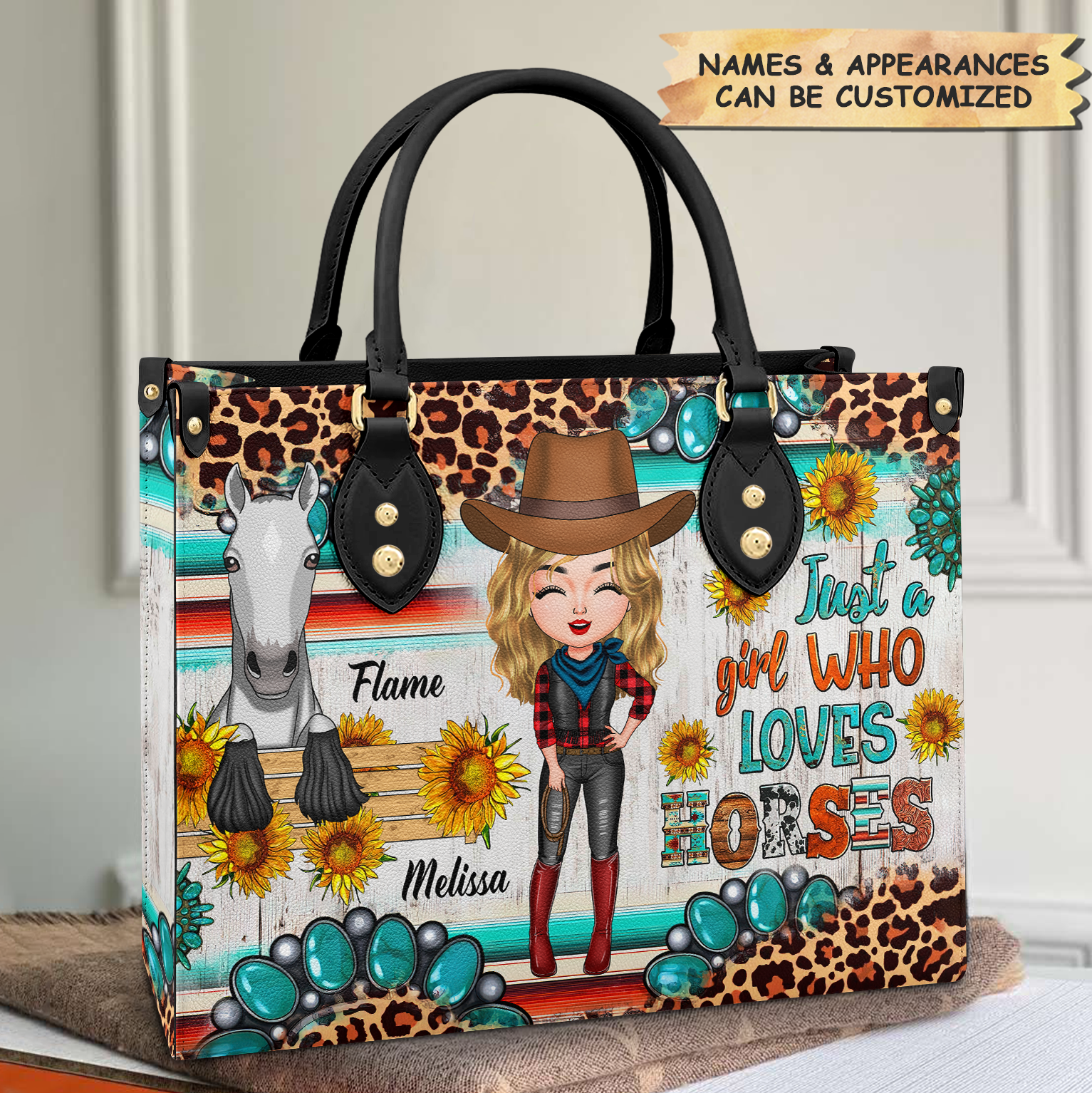 Personalized Leather Bag - Gift For Horse Lovers - Just A Girl Who Loves Horse