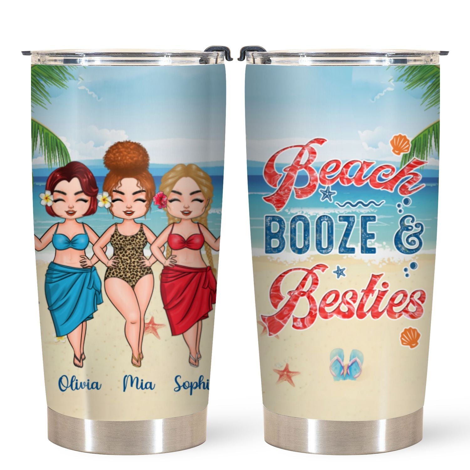 Personalized Tumbler - Gift For Beach Lovers - Beach Booze & Besties