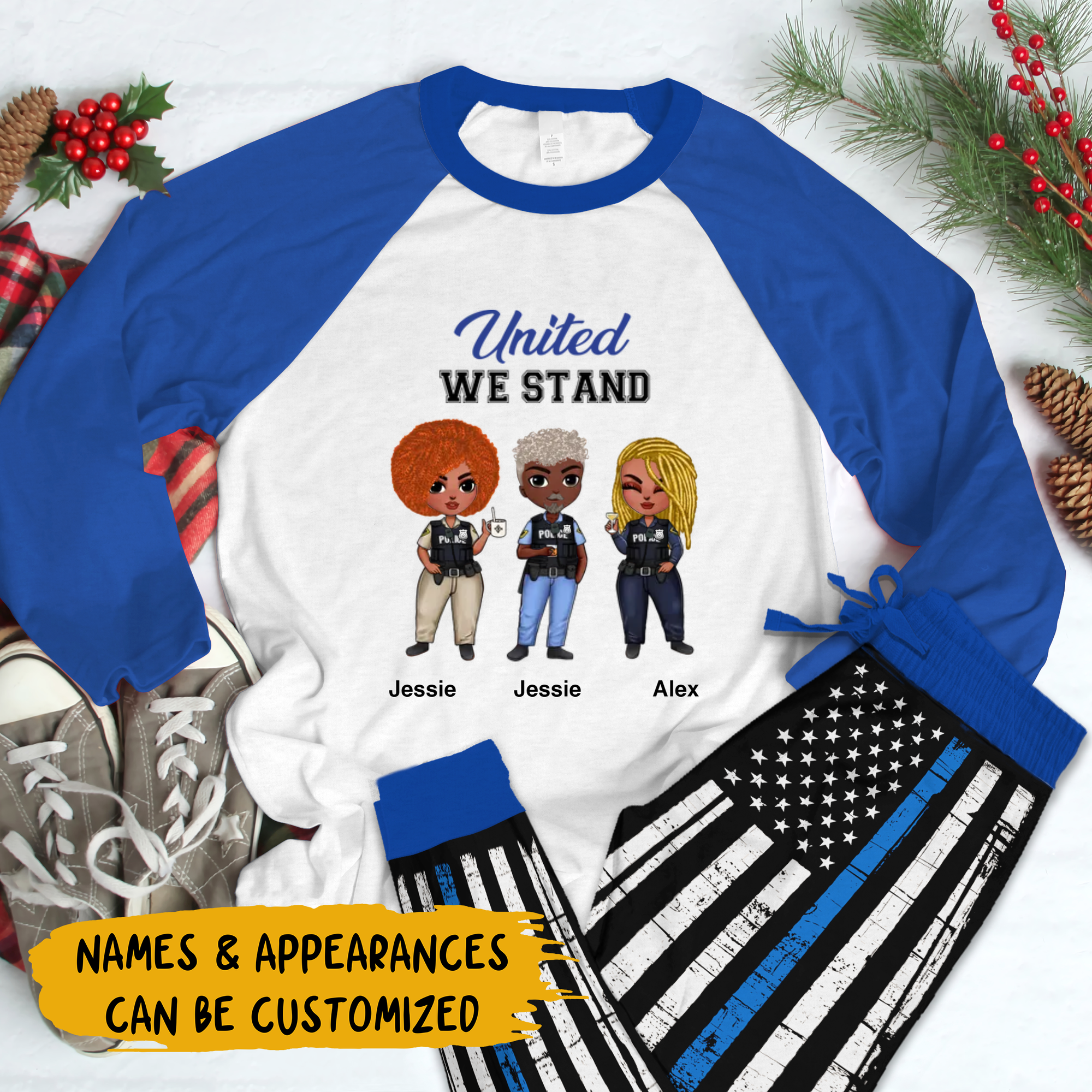 Personalized Pajama Set - Gift For Police Colleagues - United We Stand