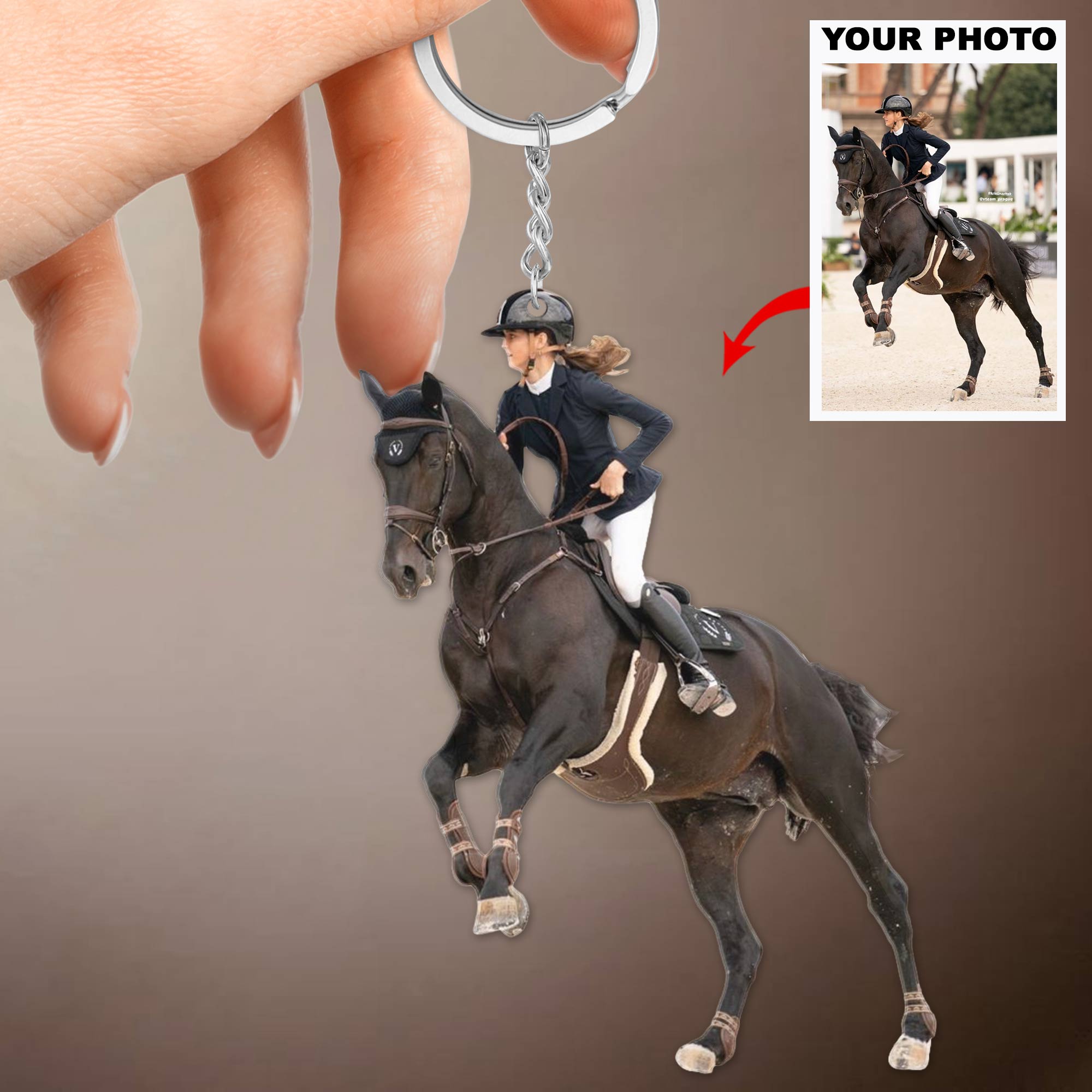 Personalized Keychain - Gift For Horse Lover, Horse Mom, Horse Dad - Custom Your Photo Keychain ARND005 UPL0HD006