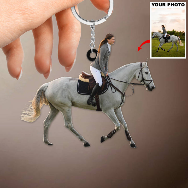 Personalized Keychain - Gift For Horse Lover, Horse Mom, Horse Dad - Custom Your Photo Keychain ARND005 UPL0HD060