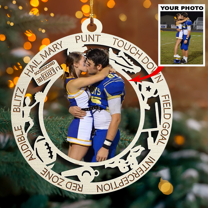 Personalized Photo Mica Ornament - Gift For Couple - American Football Couple ARND036 UPL0VL005