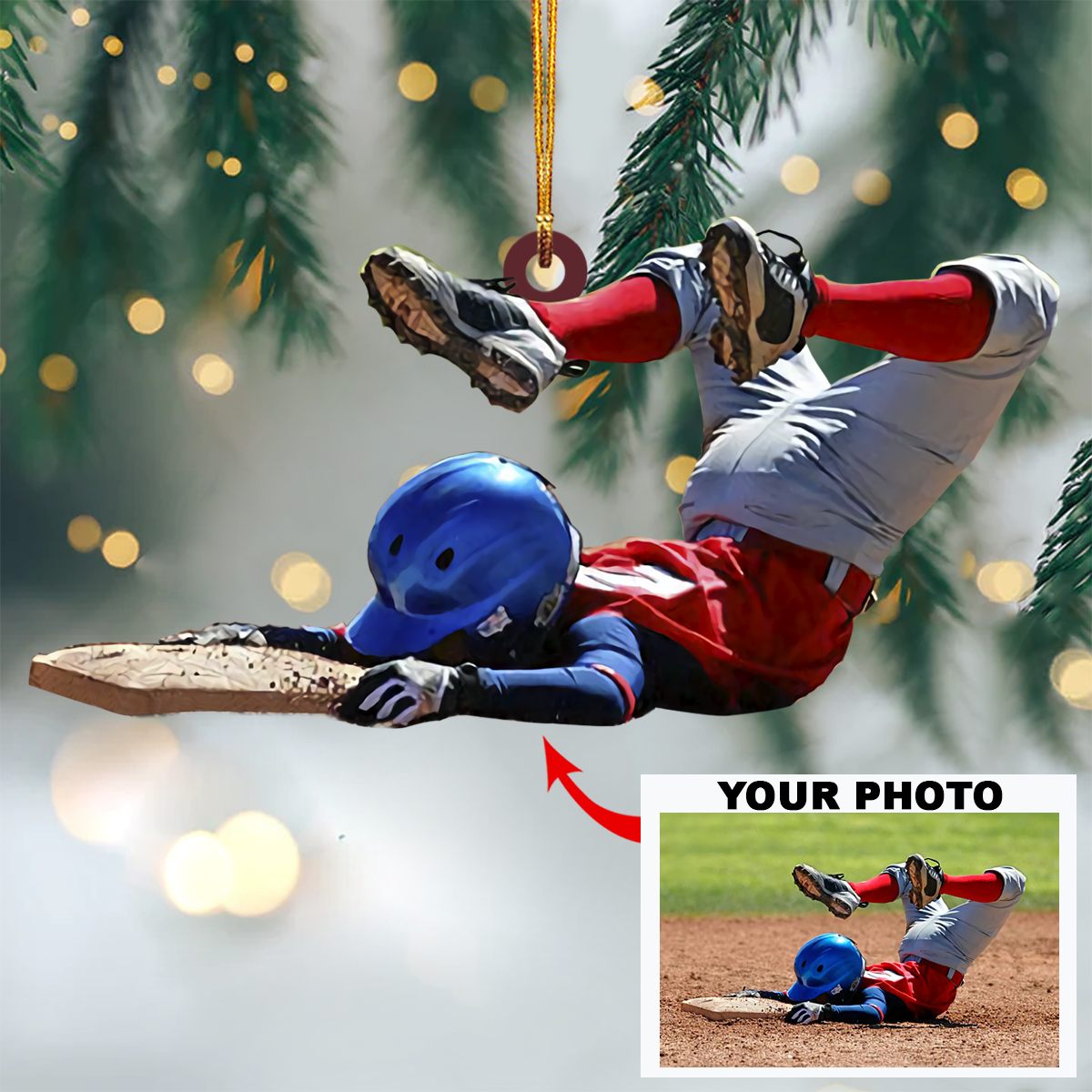 Personalized Photo Mica Ornament - Gift For Sport Lover - Baseball Softball ARND036