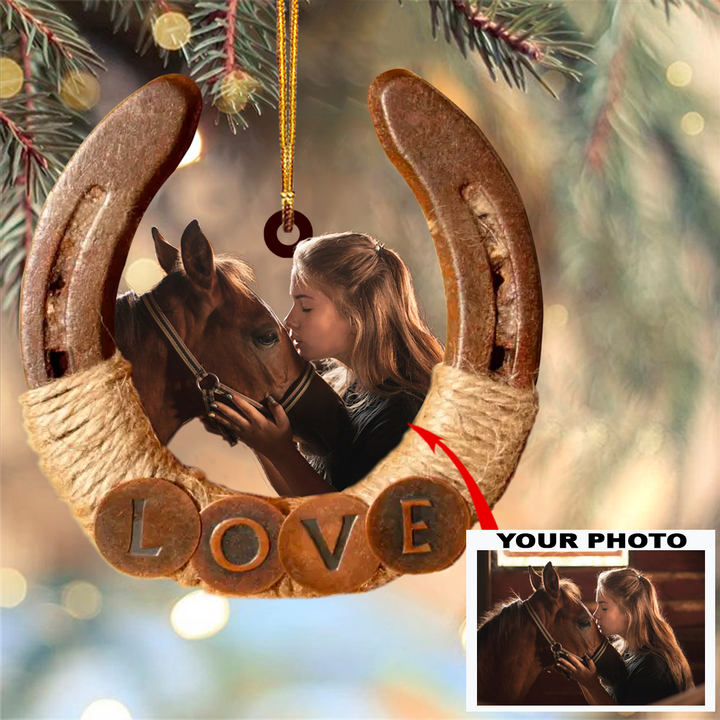 All You Need Is Love And A Horse - Personalized Photo Mica Ornament - Christmas Gift For Horse Lover UPL0VL006