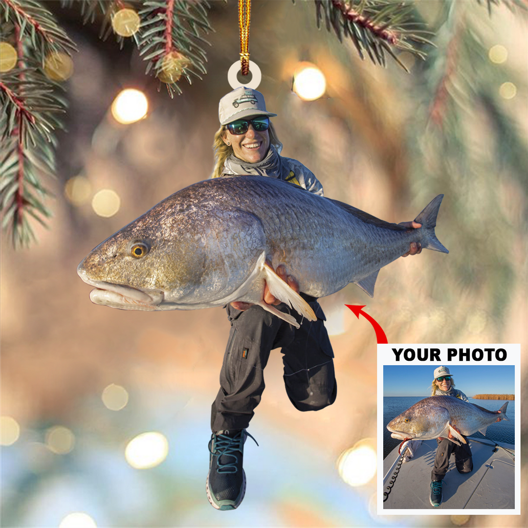 Personalized Photo Mica Ornament - Gift For Fishing Lover - A Bad Day Of Fishing Is Better Than A Good Day At Work ARND036
