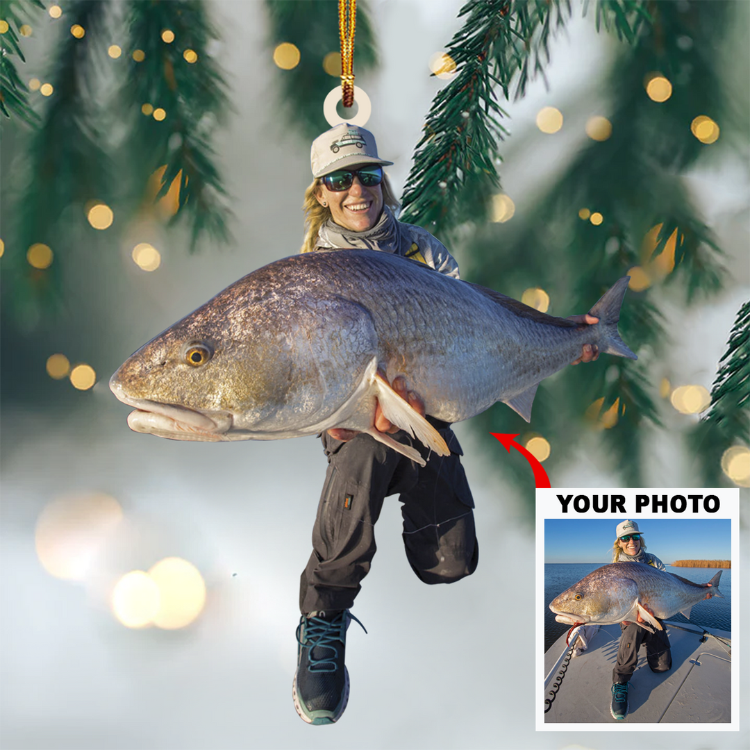 Personalized Photo Mica Ornament - Gift For Fishing Lover - A Bad Day Of Fishing Is Better Than A Good Day At Work ARND036