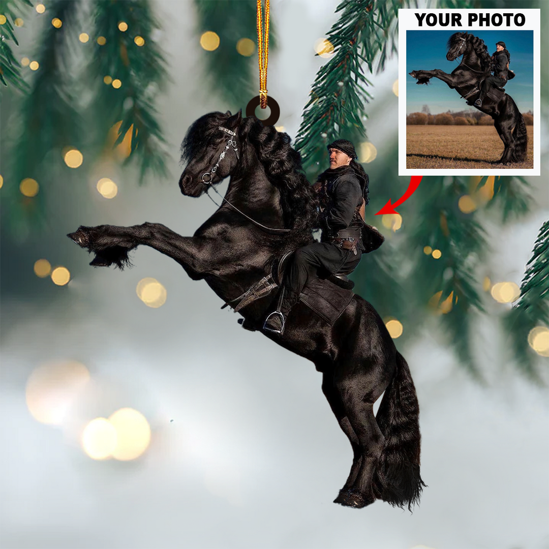 Personalized Photo Mica Ornament - Gift For Horse Lover - Riding Horse ARND036