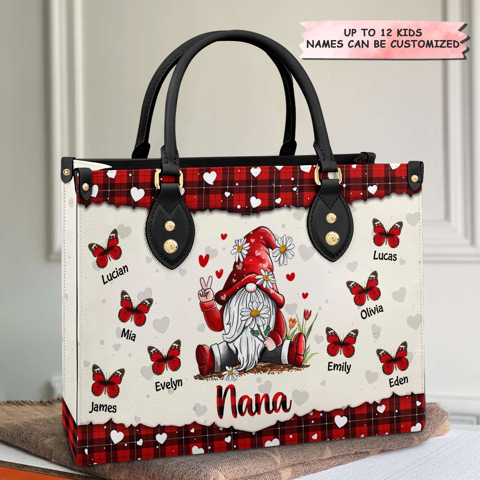 Personalized Leather Bag - Gift For Grandmas - Blessed Nana Butterfly