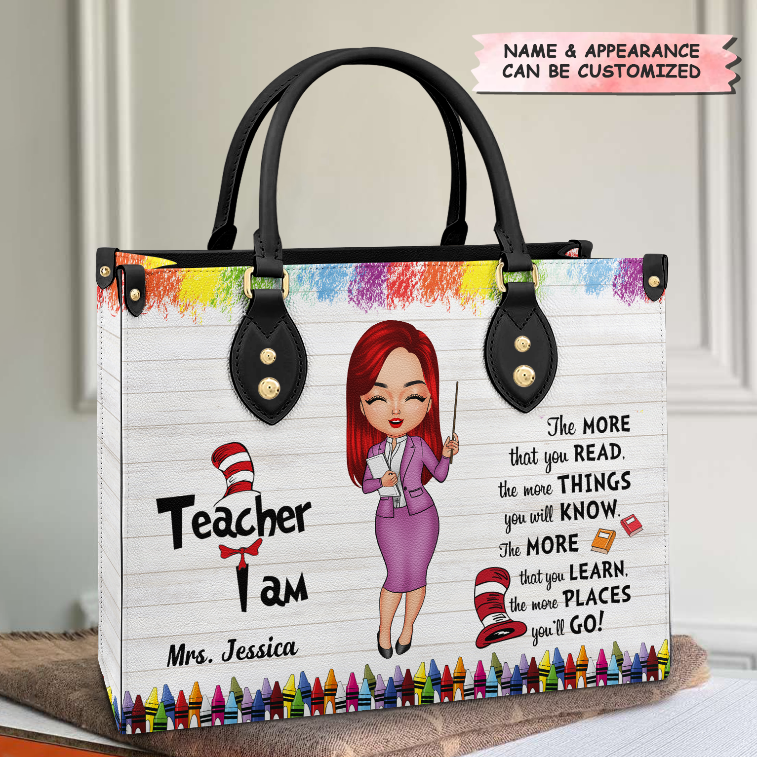 Personalized Leather Bag - Gift For Teacher - Teacher I Am