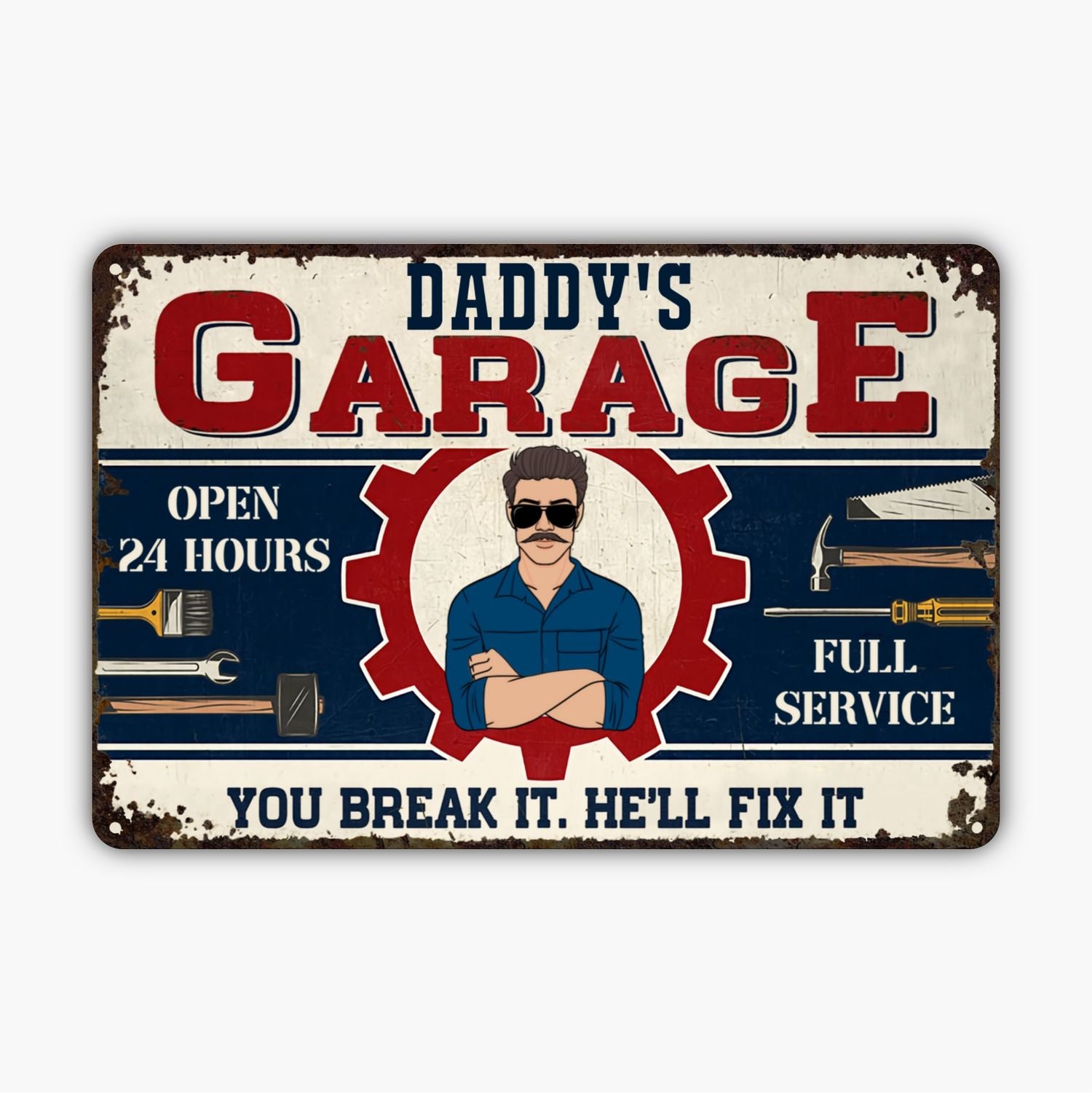 Personalized Metal Sign - Gift For Dad - Daddy's Garage