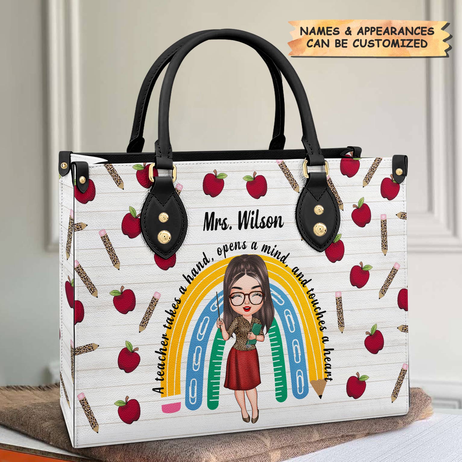 Cartoon Leather Bag, Personalized Leather Bag, Mother's Day Gift For Her