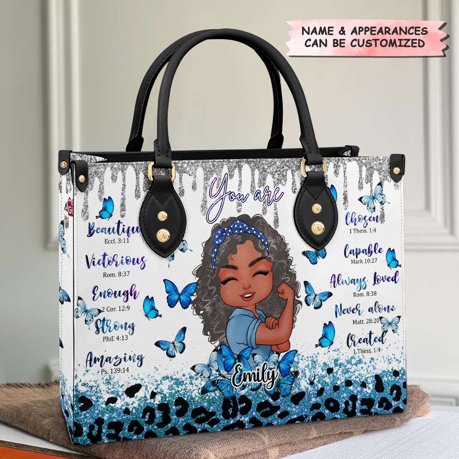 Personalized Leather Bag - Gift For Black Woman - You Are Beautiful  Victorious Enough