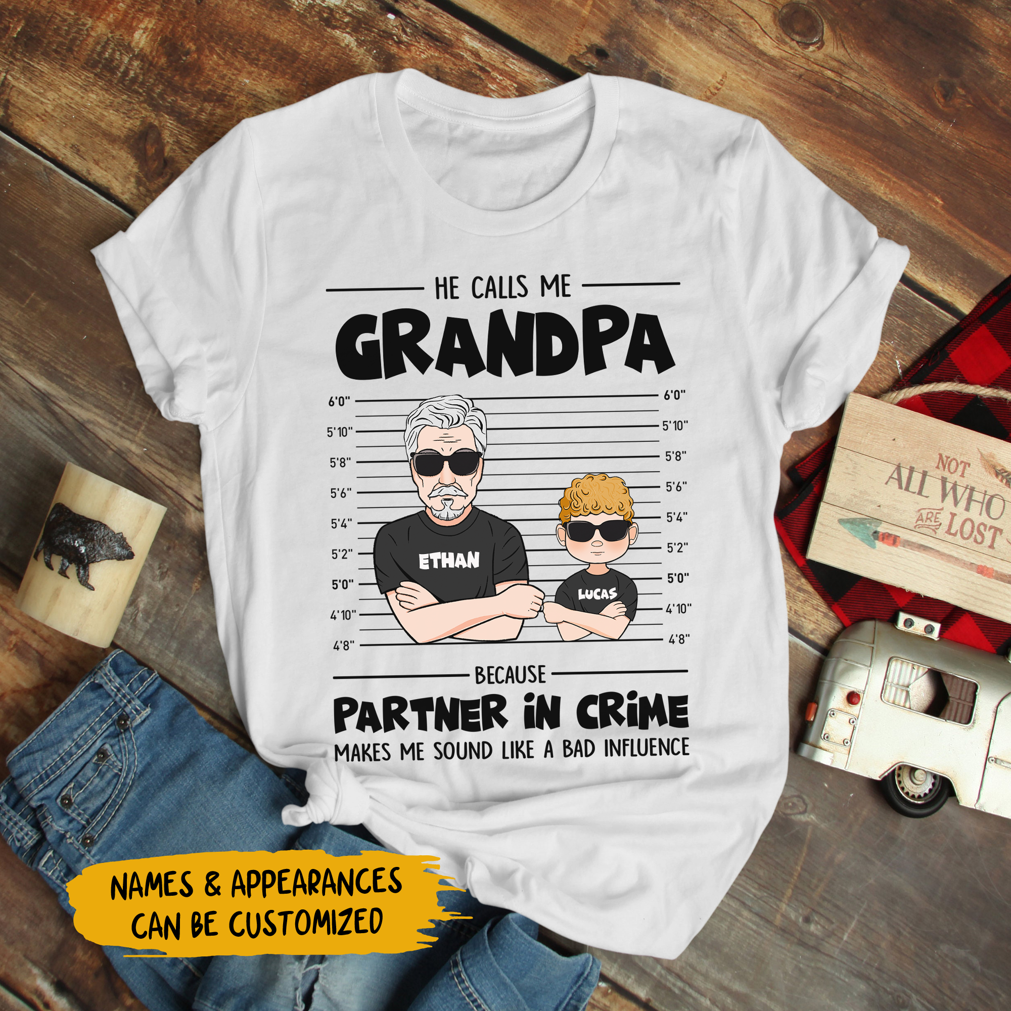 Personalized T-shirt - Gift For Grandparents - Grandpa Grandma Partner In Crime