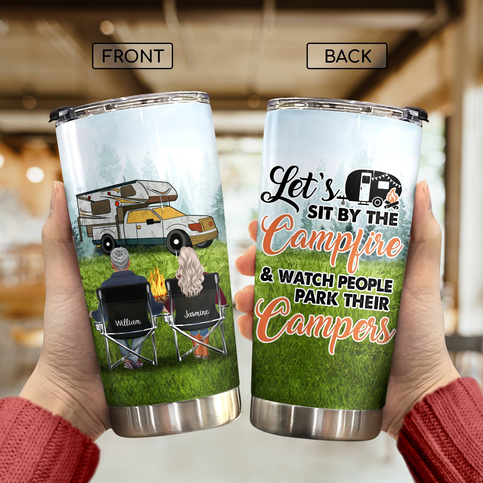 Personalized Tumbler - Gift For Camping Lovers - Let's Sit By The Campfire