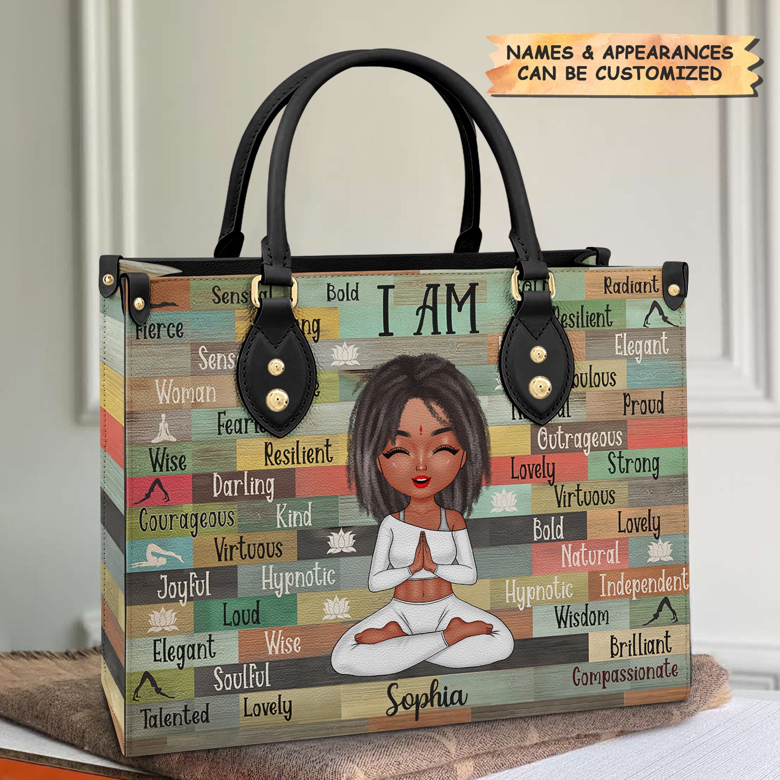 Personalized Leather Bag - Gift For Yoga Lovers - I'm Beautiful