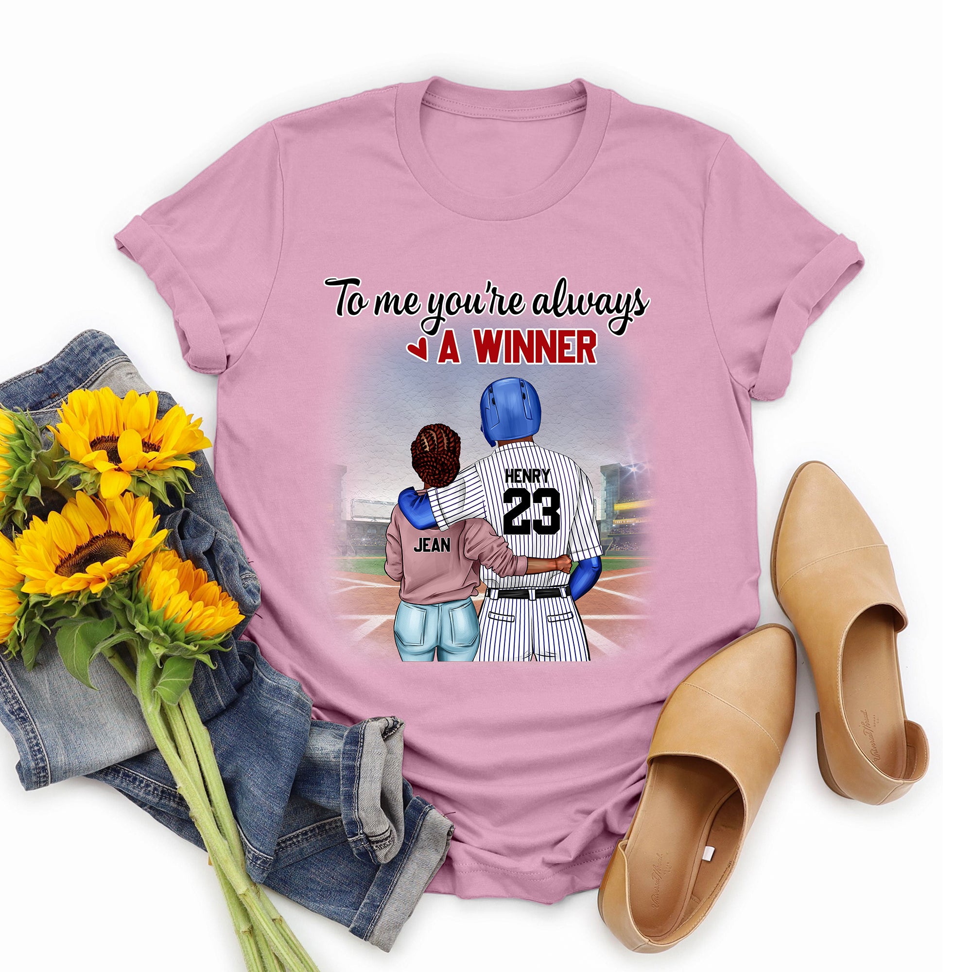 Personalized T-shirt - Gift For Baseball Couples - To Me You're Always A Winner