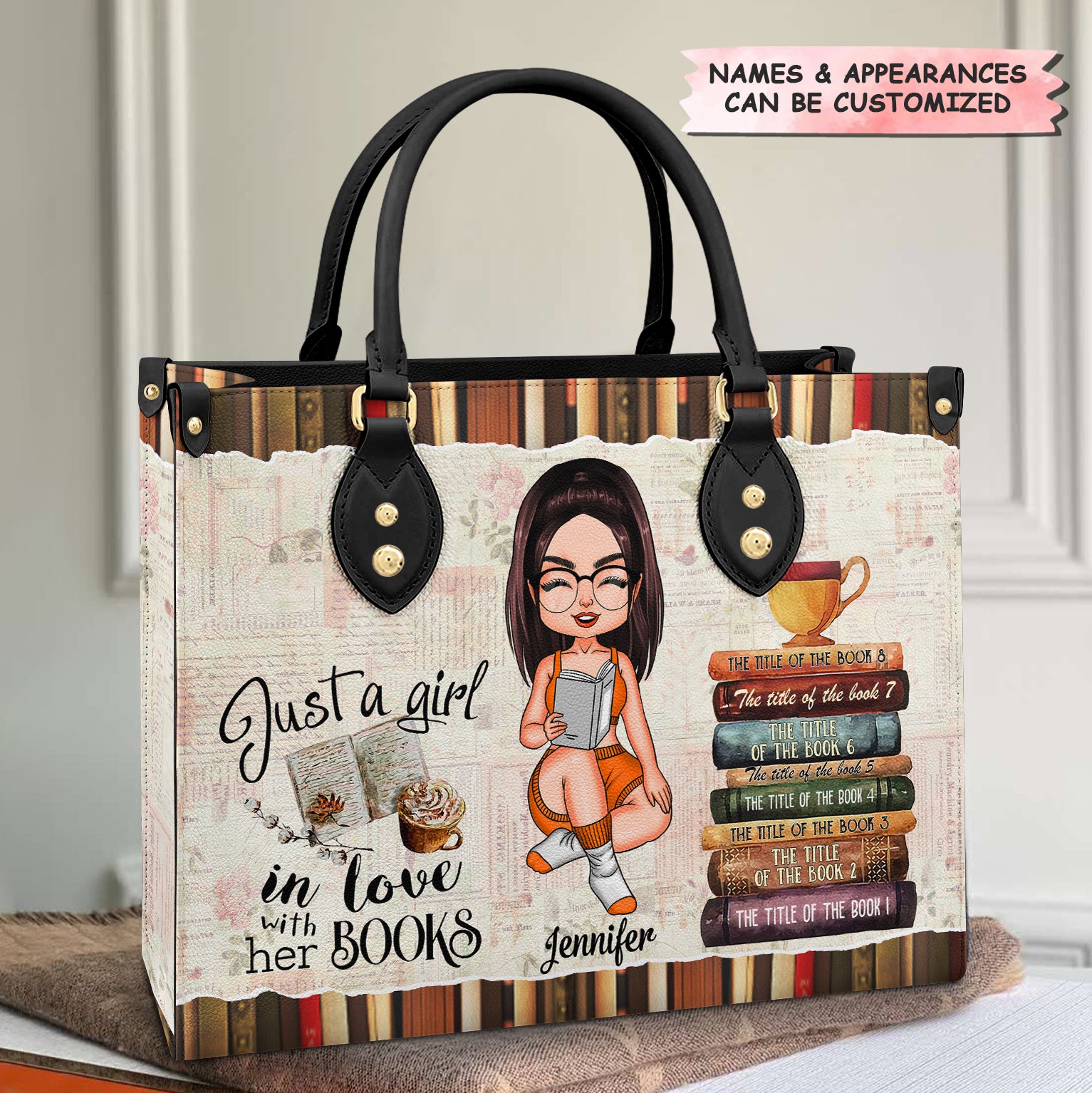 Personalized Leather Bag - Gift For Reading Lover - Just A Girl In Love With Her Books