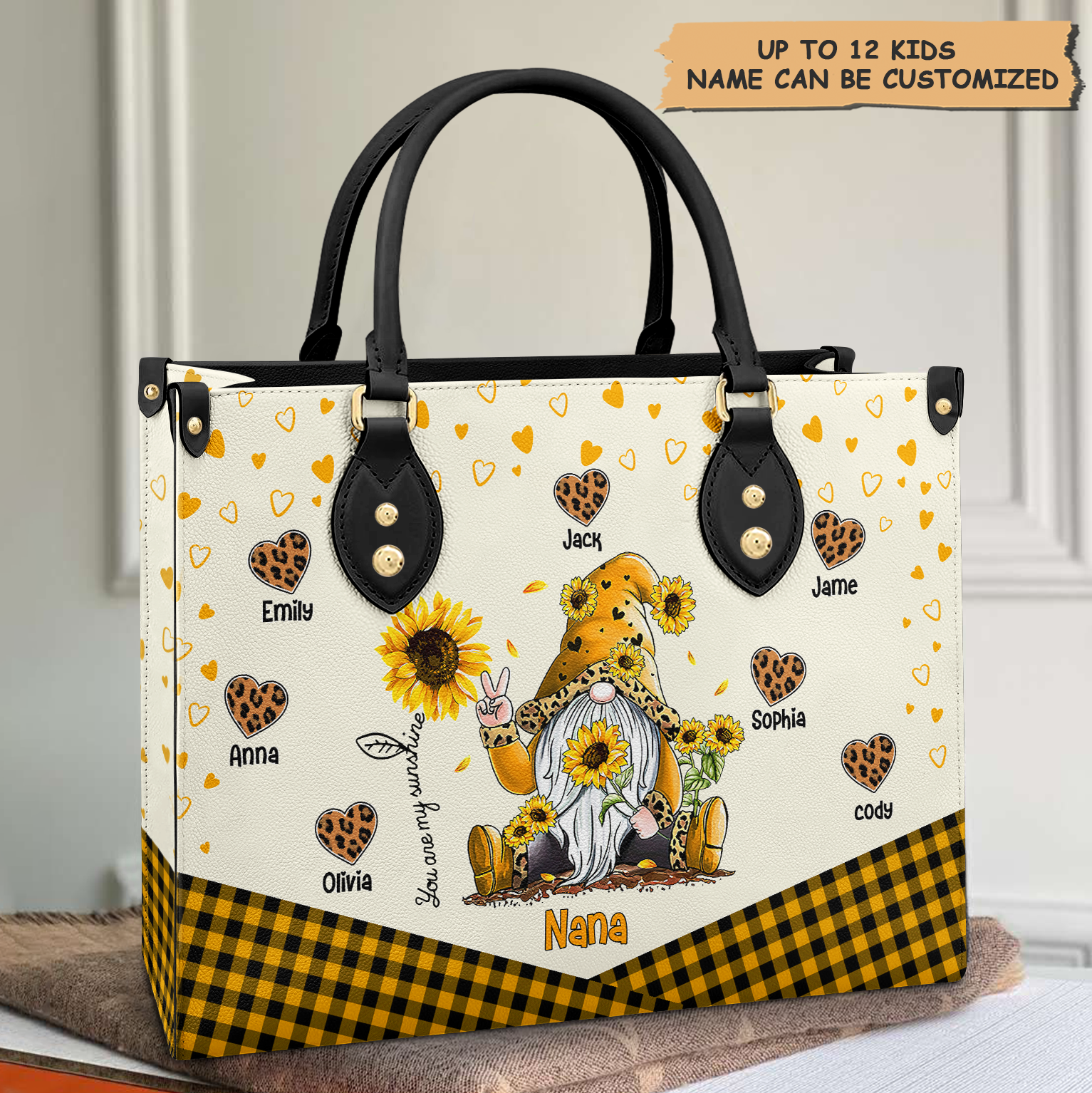 Personalized Leather Bag - Gift For Grandmas - You Are My Sunshine