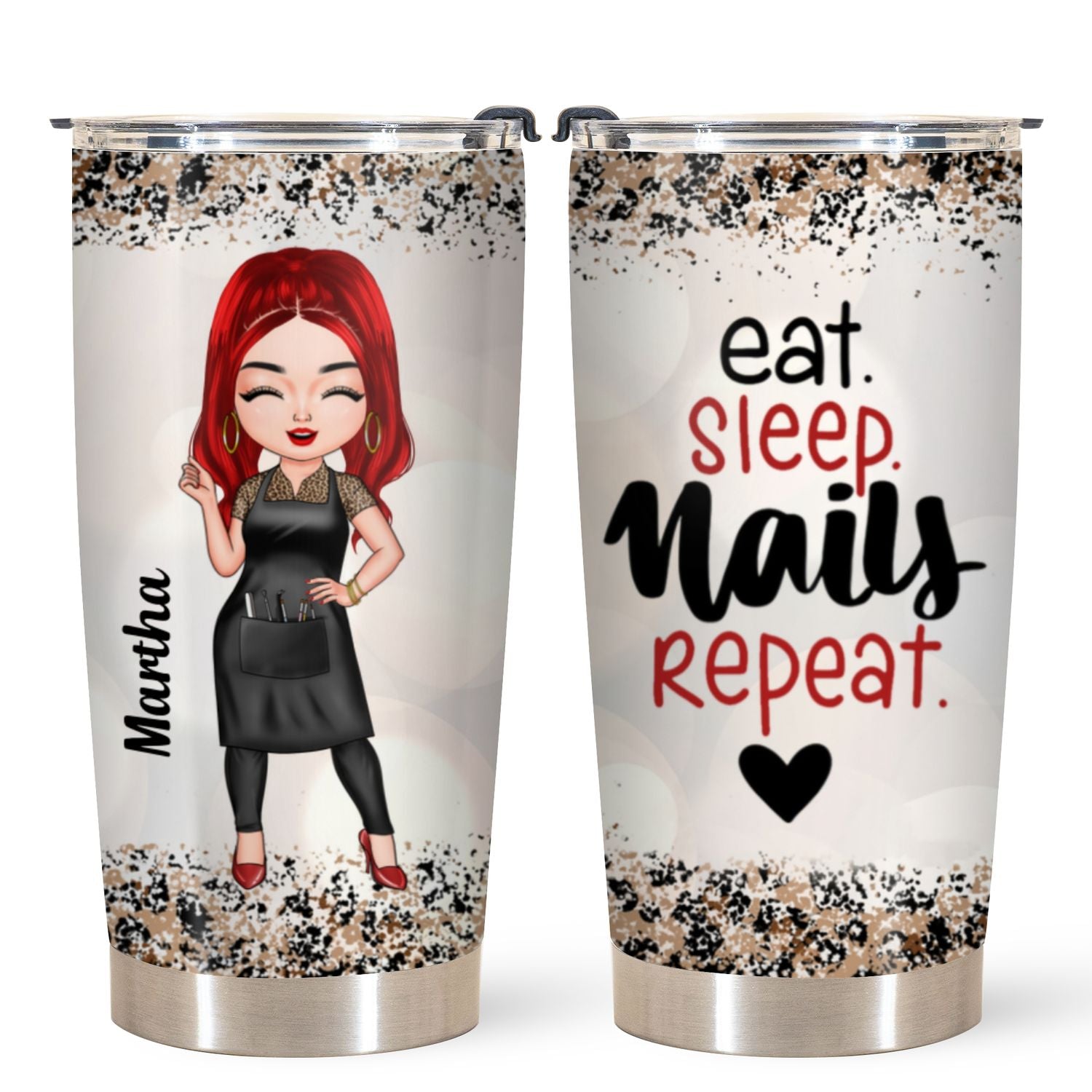 Personalized Tumbler - Gift For Nail Tech - Eat Sleep Nails Repeat