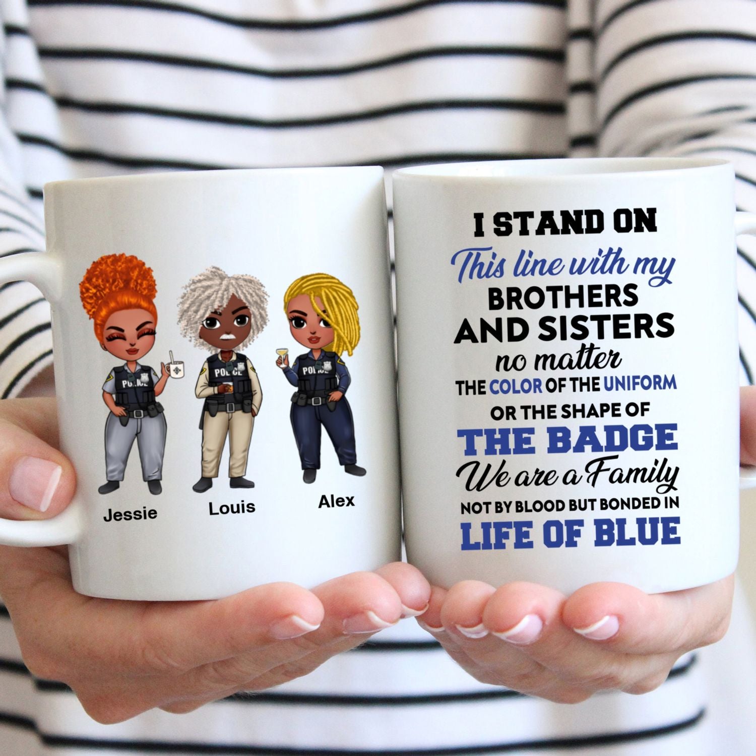 Personalized White Mug - Gift For Police Colleagues - With My Brothers And Sisters