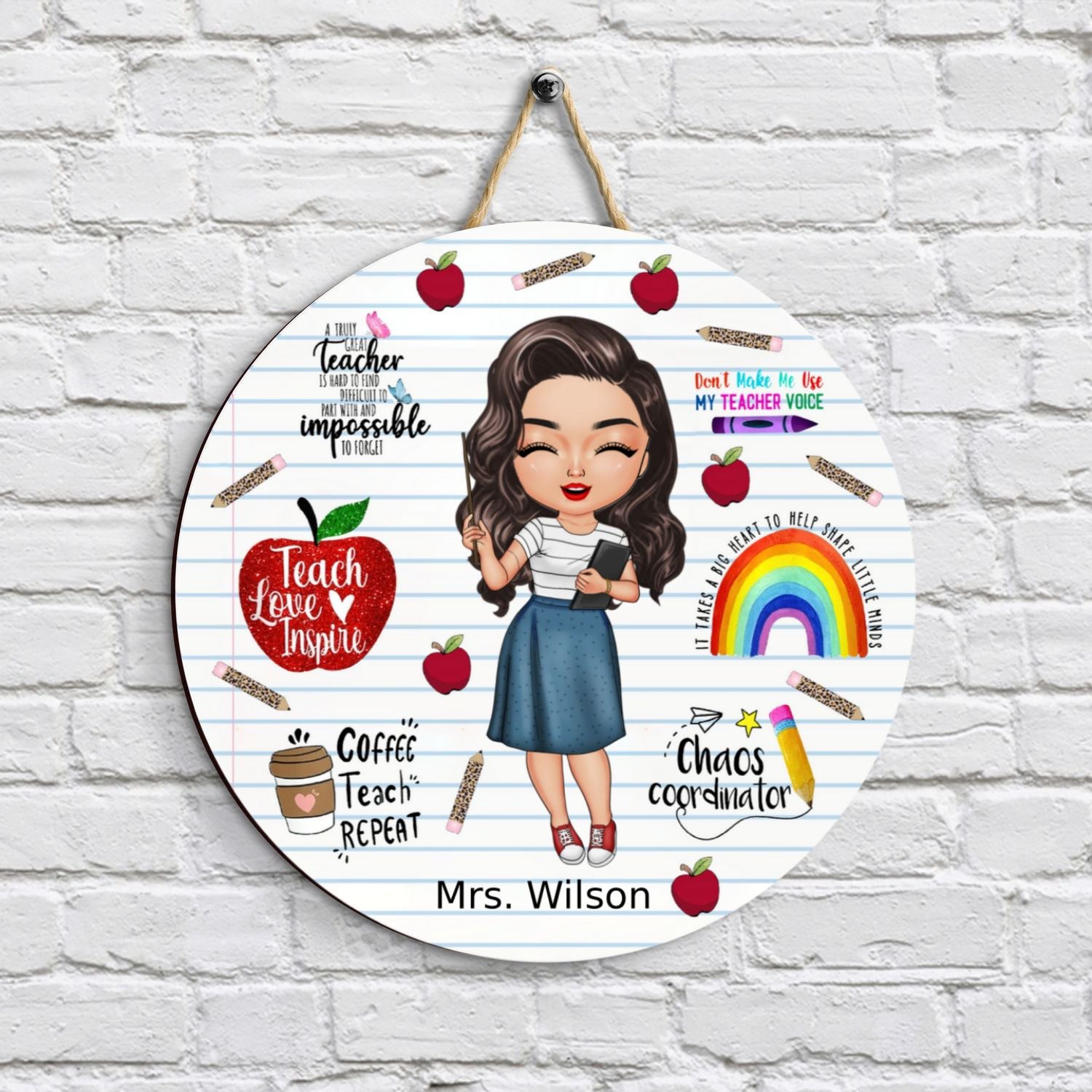 Personalized Door Sign - Gift For Teacher - Teach Love Inspire Teacher